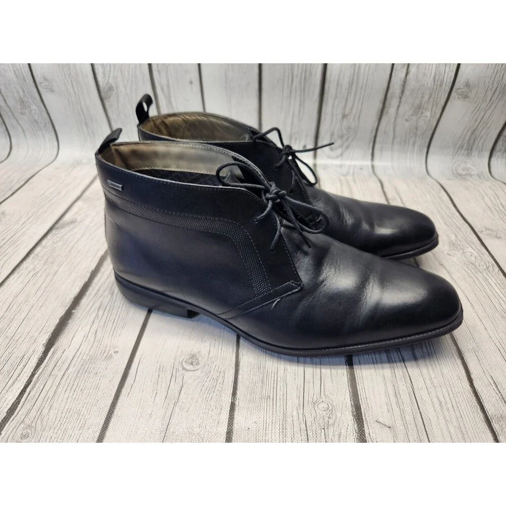 Clarks Gleeson Hi Gore-Tex Boots Mens 10 M Black Leather Ankle Chukka Waterproof